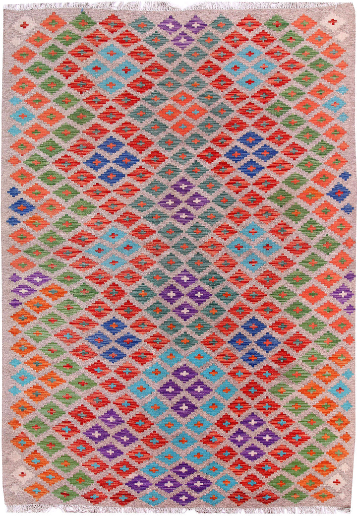 Multi Colored Kilim 5' 9 x 7' 10 - No. 57239 - ALRUG Rug Store