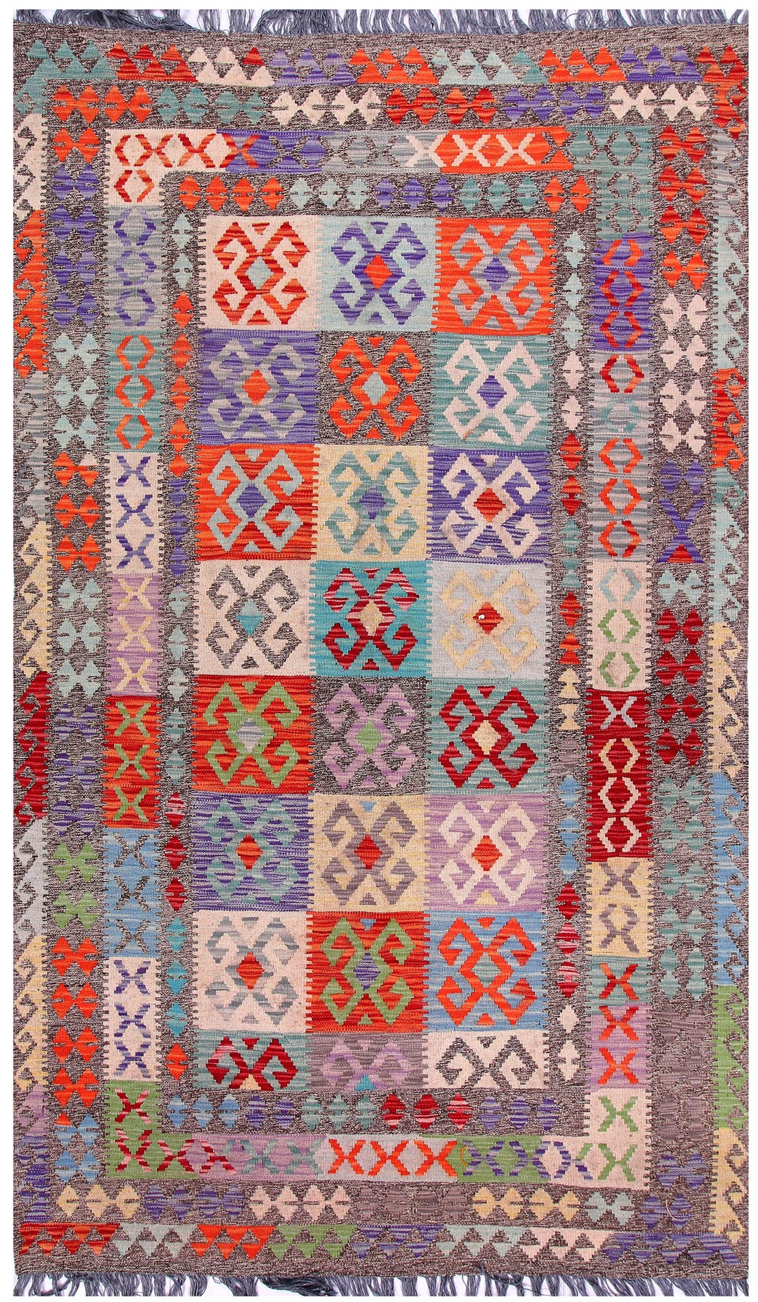 Multi Colored Kilim 4' 11 x 8' 3 - No. 57241 - ALRUG Rug Store