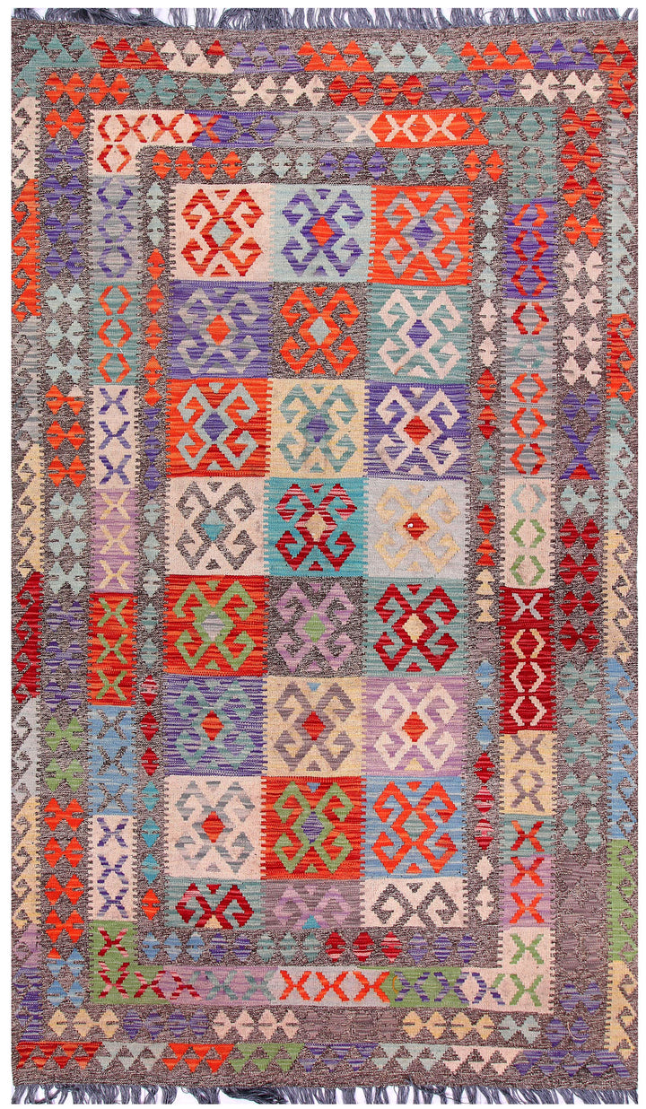 Multi Colored Kilim 4' 11 x 8' 3 - No. 57241 - ALRUG Rug Store