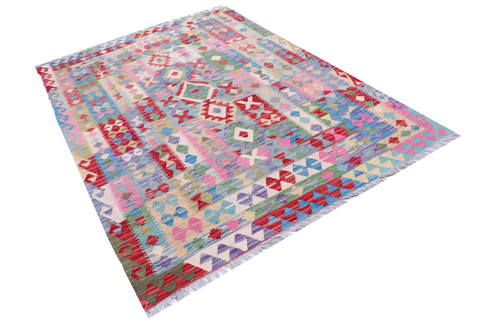 Multi Colored Kilim 5' 7 x 7' 6 - No. 57242 - ALRUG Rug Store