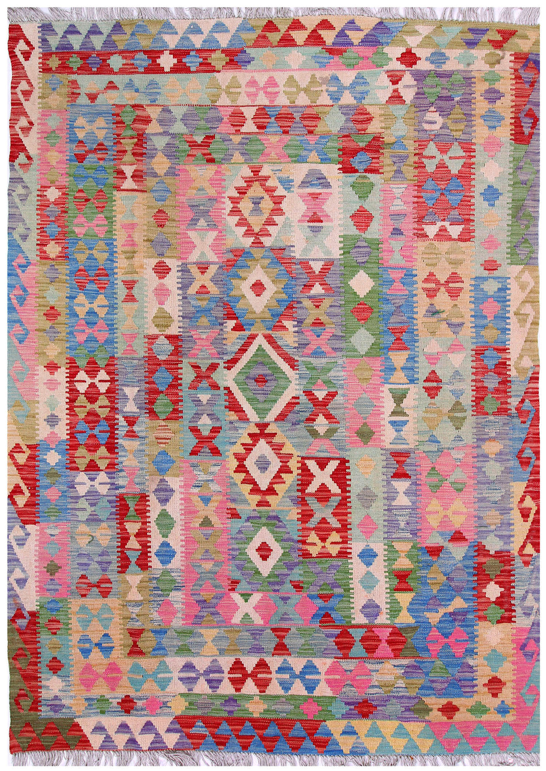 Multi Colored Kilim 5' 7 x 7' 6 - No. 57242 - ALRUG Rug Store