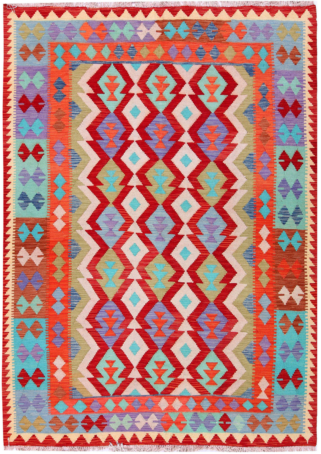 Multi Colored Kilim 5' 7 x 7' 9 - No. 57244 - ALRUG Rug Store