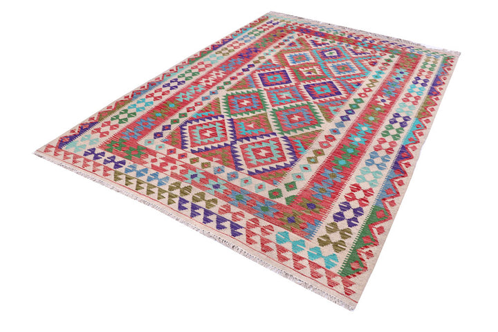 Multi Colored Kilim 5' 9 x 8' - No. 57245 - ALRUG Rug Store
