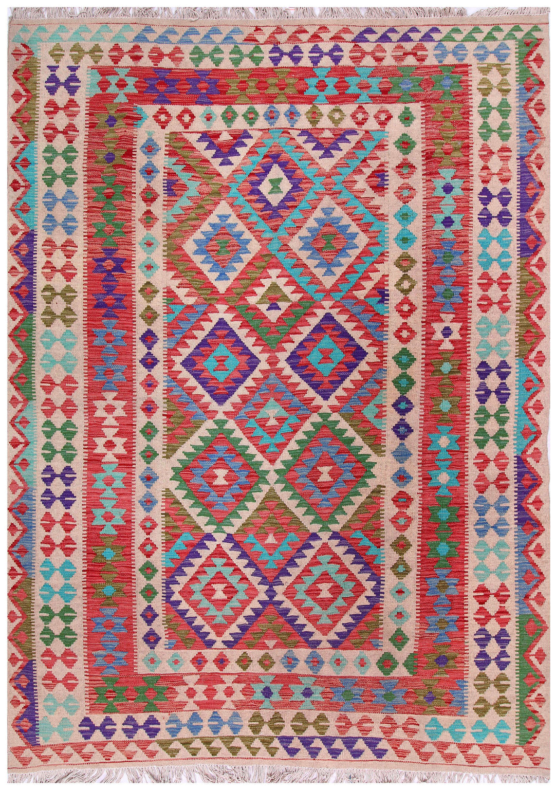 Multi Colored Kilim 5' 9 x 8' - No. 57245 - ALRUG Rug Store
