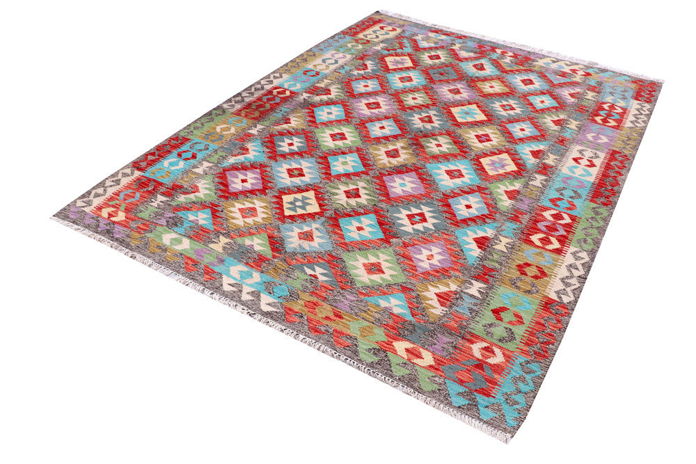 Multi Colored Kilim 5' 9 x 7' 9 - No. 57246 - ALRUG Rug Store