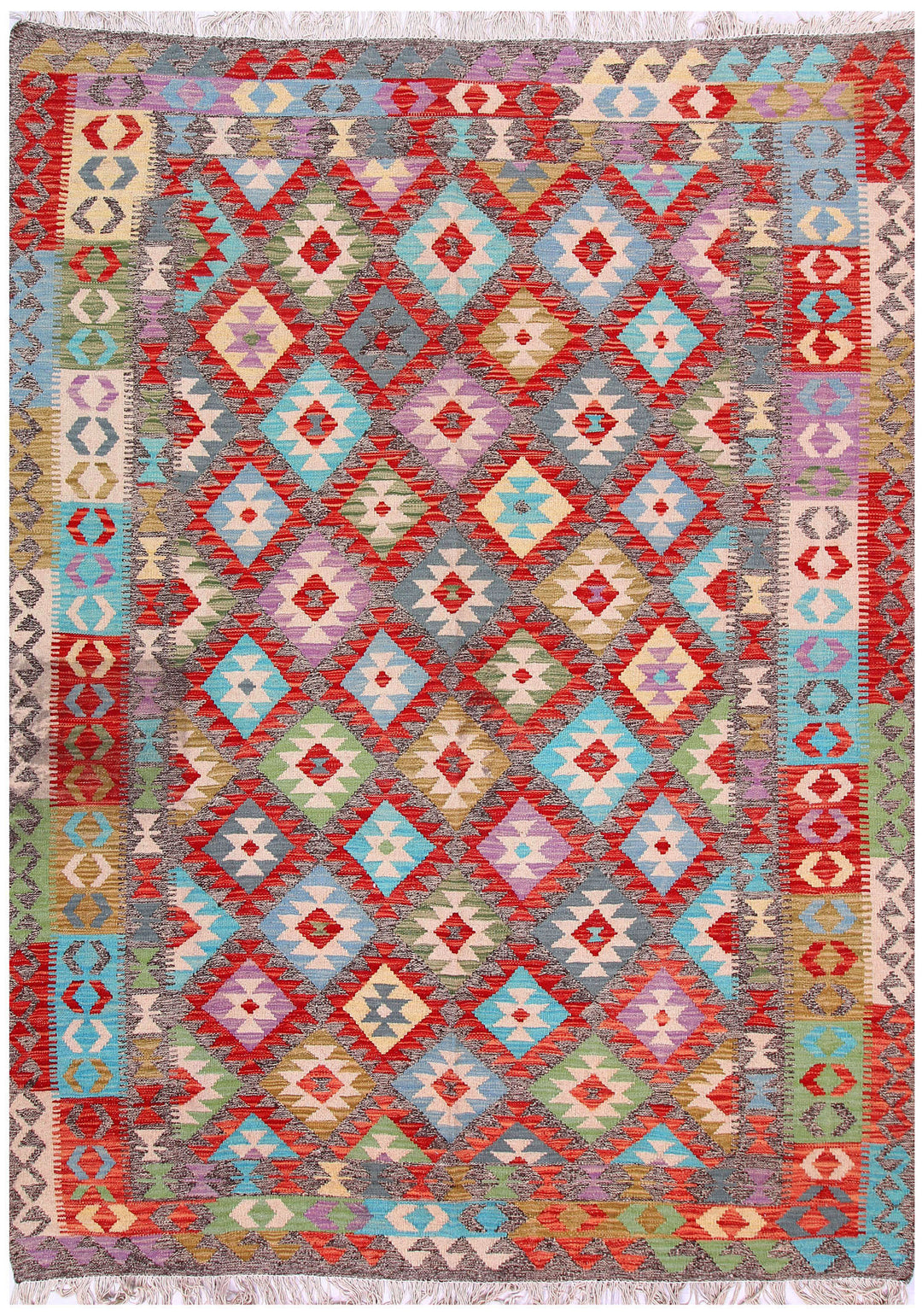 Multi Colored Kilim 5' 9 x 7' 9 - No. 57246 - ALRUG Rug Store