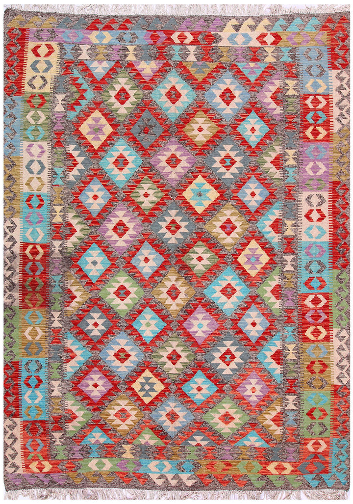 Multi Colored Kilim 5' 9 x 7' 9 - No. 57246 - ALRUG Rug Store