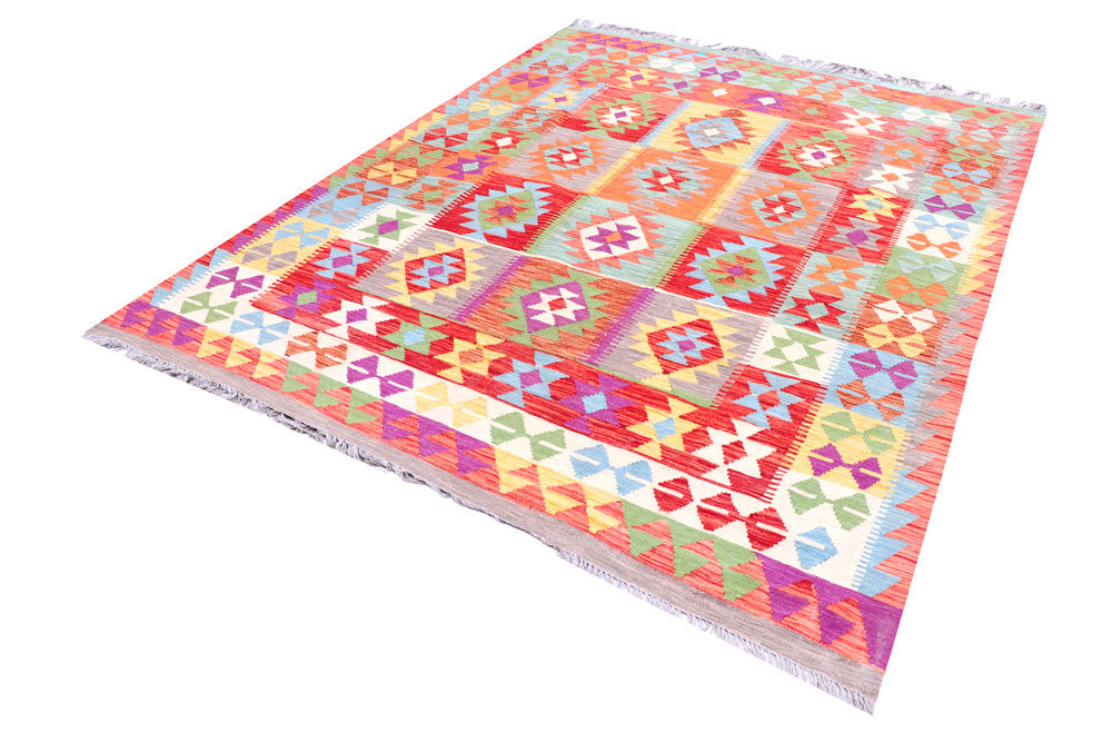 Multi Colored Kilim 6' 4 x 7' 11 - No. 57249 - ALRUG Rug Store