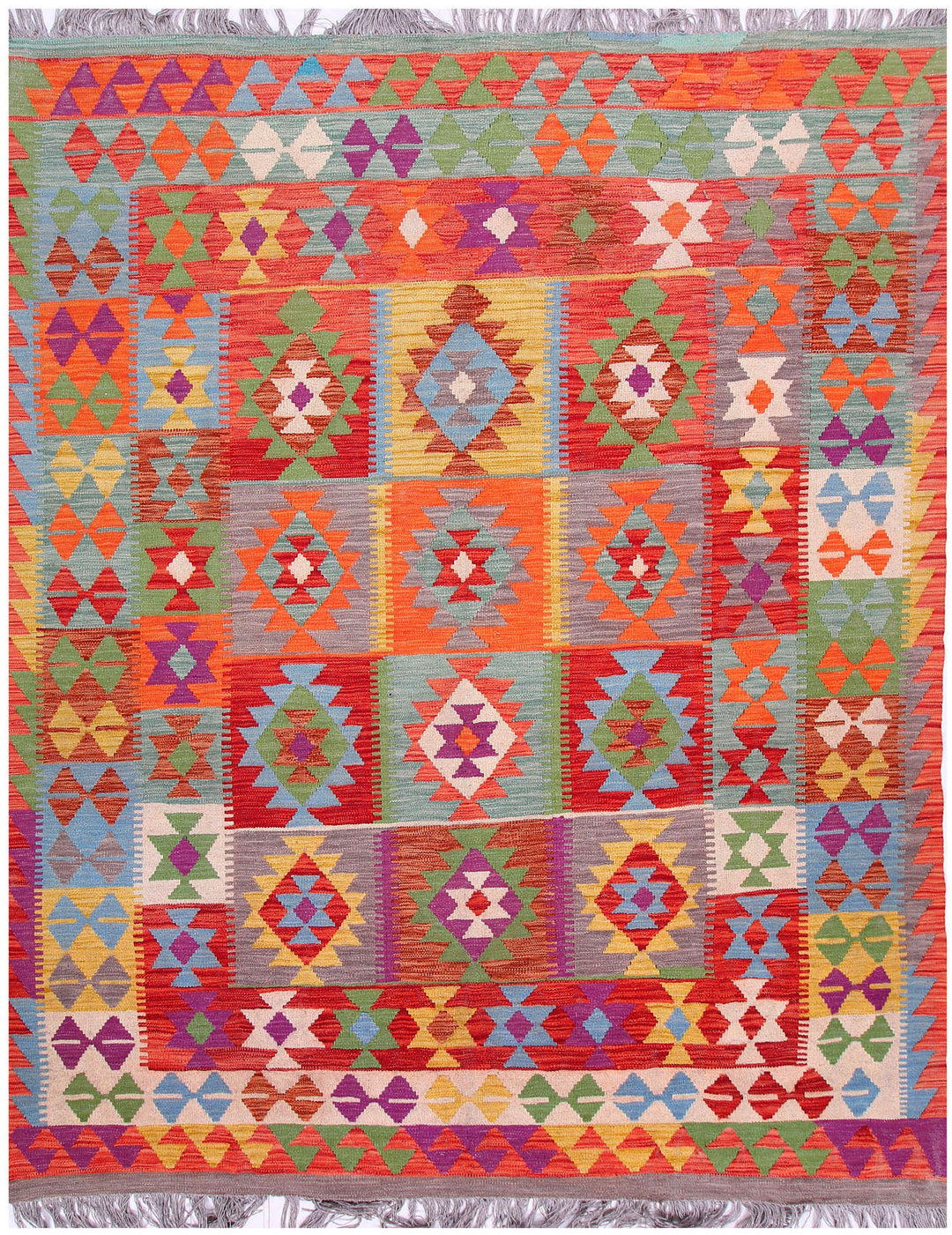 Multi Colored Kilim 6' 4 x 7' 11 - No. 57249 - ALRUG Rug Store