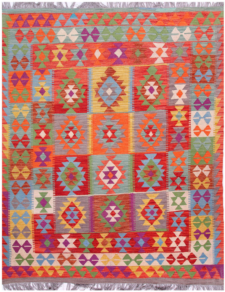 Multi Colored Kilim 6' 4 x 7' 11 - No. 57249 - ALRUG Rug Store