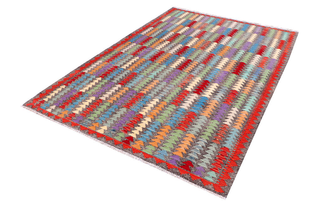 Multi Colored Kilim 5' 6 x 8' 1 - No. 57251 - ALRUG Rug Store