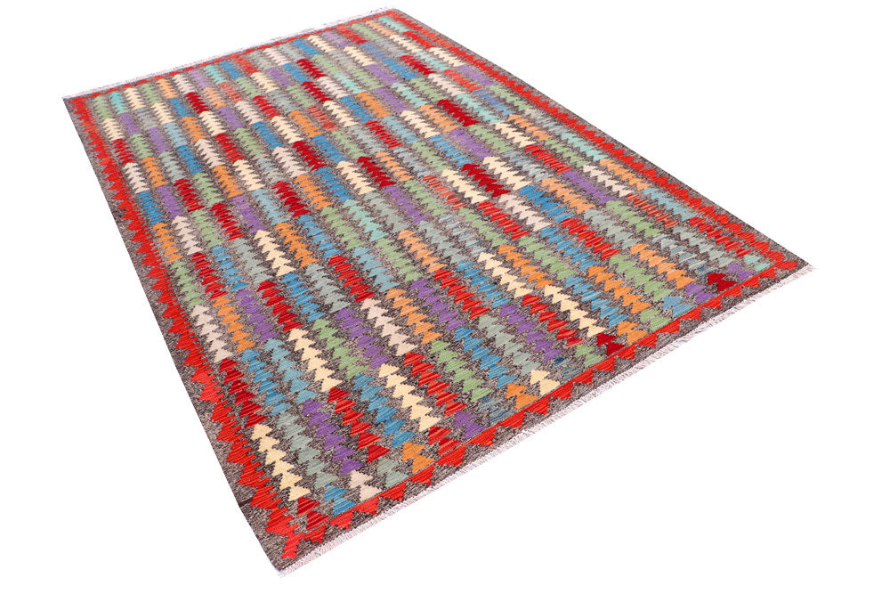 Multi Colored Kilim 5' 6 x 8' 1 - No. 57251 - ALRUG Rug Store