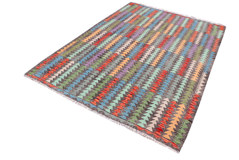 Multi Colored Kilim 5' 7 x 7' 8 - No. 57252 - ALRUG Rug Store