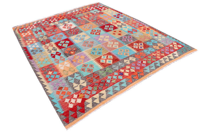 Multi Colored Kilim 6' 6 x 7' 9 - No. 57254 - ALRUG Rug Store