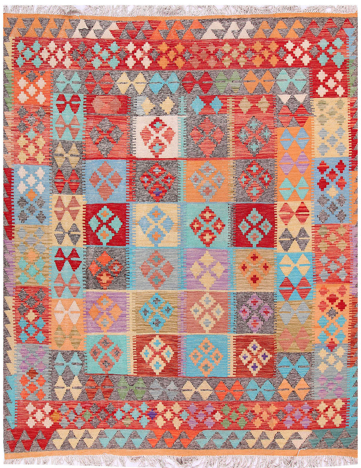 Multi Colored Kilim 6' 6 x 7' 9 - No. 57254 - ALRUG Rug Store