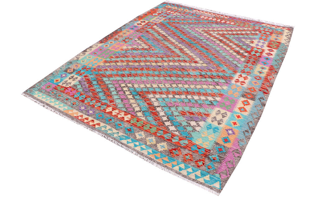 Multi Colored Kilim 6' x 7' 10 - No. 57255 - ALRUG Rug Store