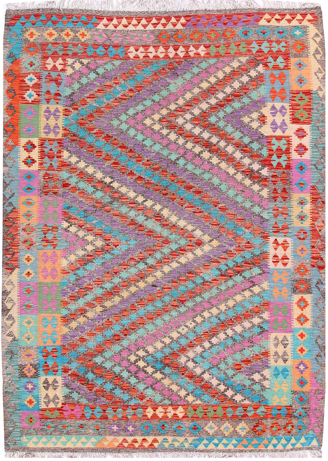 Multi Colored Kilim 6' x 7' 10 - No. 57255 - ALRUG Rug Store