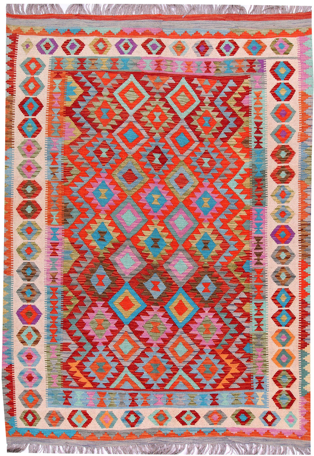 Multi Colored Kilim 5' 9 x 7' 10 - No. 57256 - ALRUG Rug Store