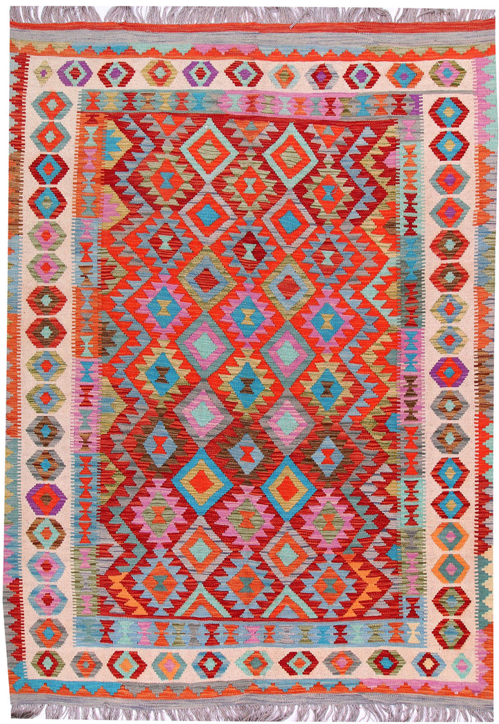 Multi Colored Kilim 5' 9 x 7' 10 - No. 57256 - ALRUG Rug Store