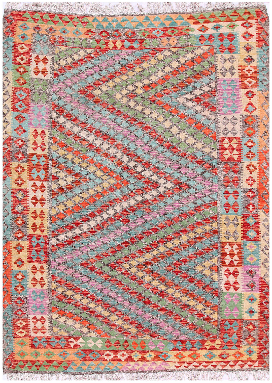 Multi Colored Kilim 6' x 8' - No. 57257 - ALRUG Rug Store