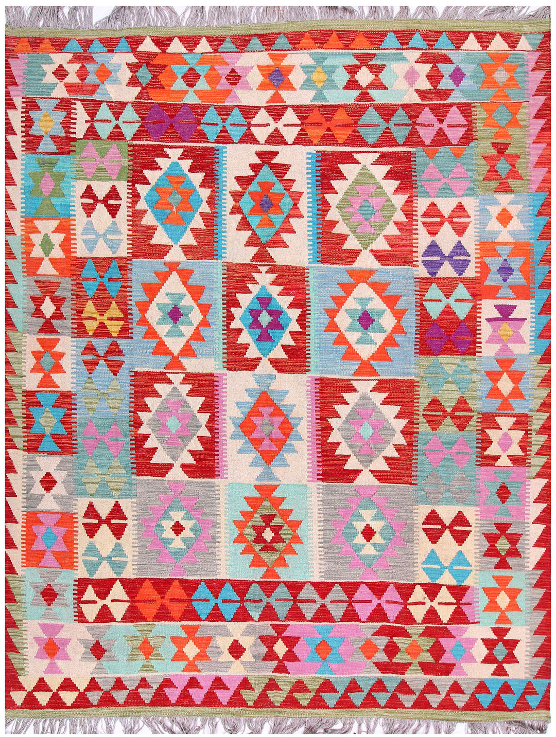 Multi Colored Kilim 6' 6 x 8' 3 - No. 57258 - ALRUG Rug Store