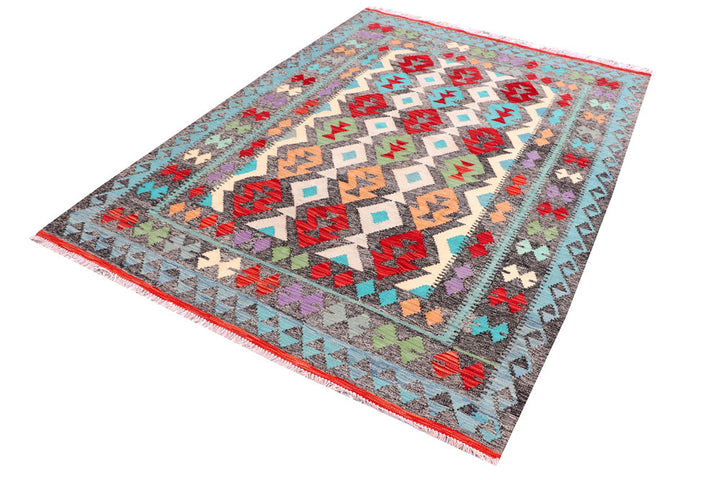 Multi Colored Kilim 5' 7 x 7' 7 - No. 57274 - ALRUG Rug Store