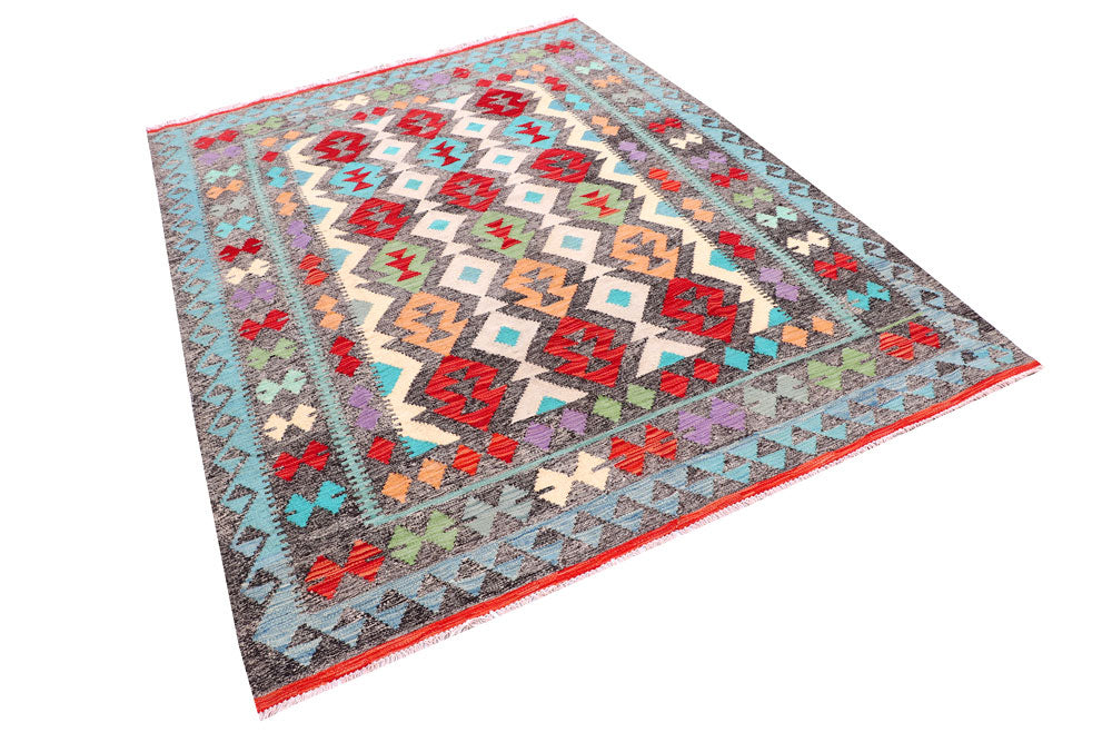 Multi Colored Kilim 5' 7 x 7' 7 - No. 57274 - ALRUG Rug Store