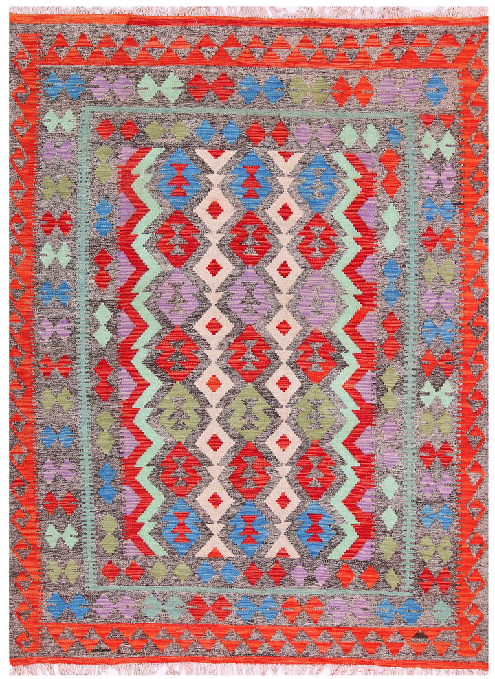 Multi Colored Kilim 5' 7 x 7' 6 - No. 57275 - ALRUG Rug Store