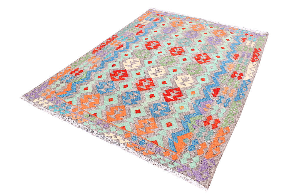 Multi Colored Kilim 5' 6 x 7' 7 - No. 57276 - ALRUG Rug Store