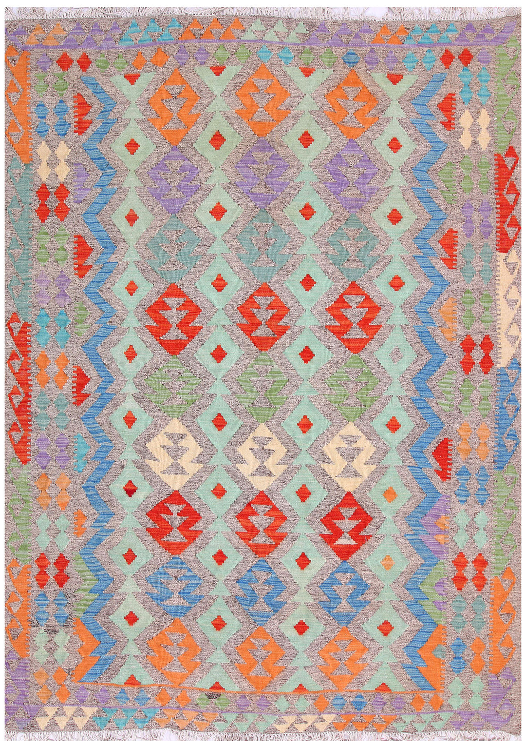 Multi Colored Kilim 5' 6 x 7' 7 - No. 57276 - ALRUG Rug Store