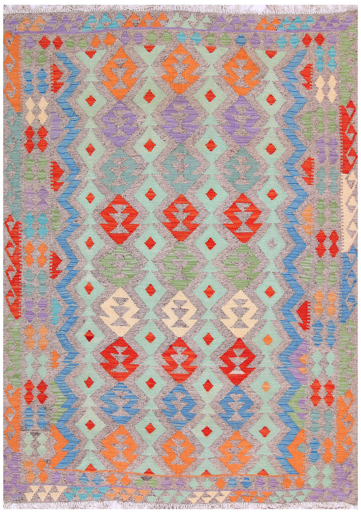 Multi Colored Kilim 5' 6 x 7' 7 - No. 57276 - ALRUG Rug Store