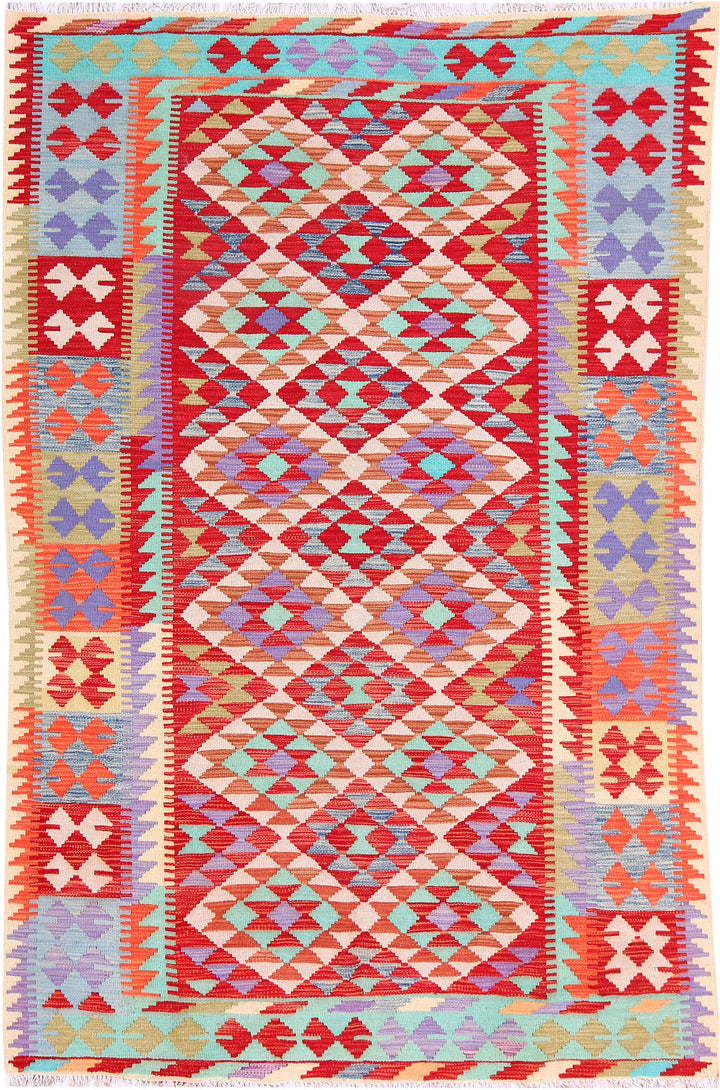Multi Colored Kilim 5' 2 x 7' 10 - No. 57277 - ALRUG Rug Store