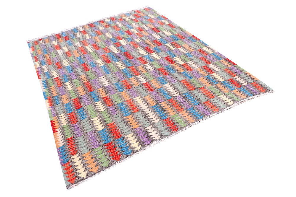 Multi Colored Kilim 5' 10 x 7' 4 - No. 57278 - ALRUG Rug Store