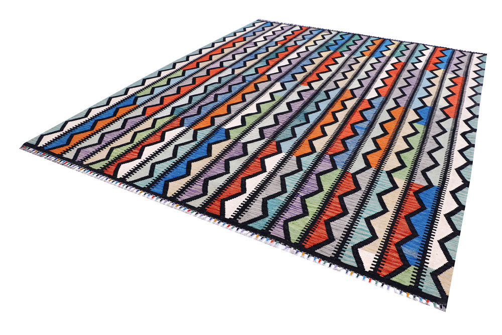 Multi Colored Kilim 8' 10 x 11' 1 - No. 57283 - ALRUG Rug Store