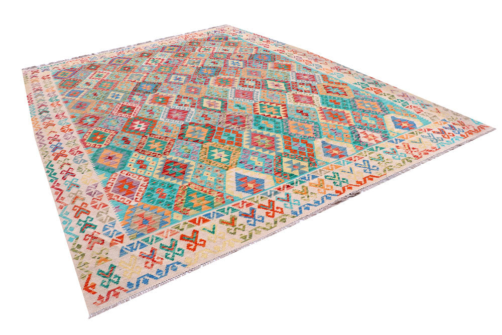 Multi Colored Kilim 9' 3 x 12' - No. 57286 - ALRUG Rug Store