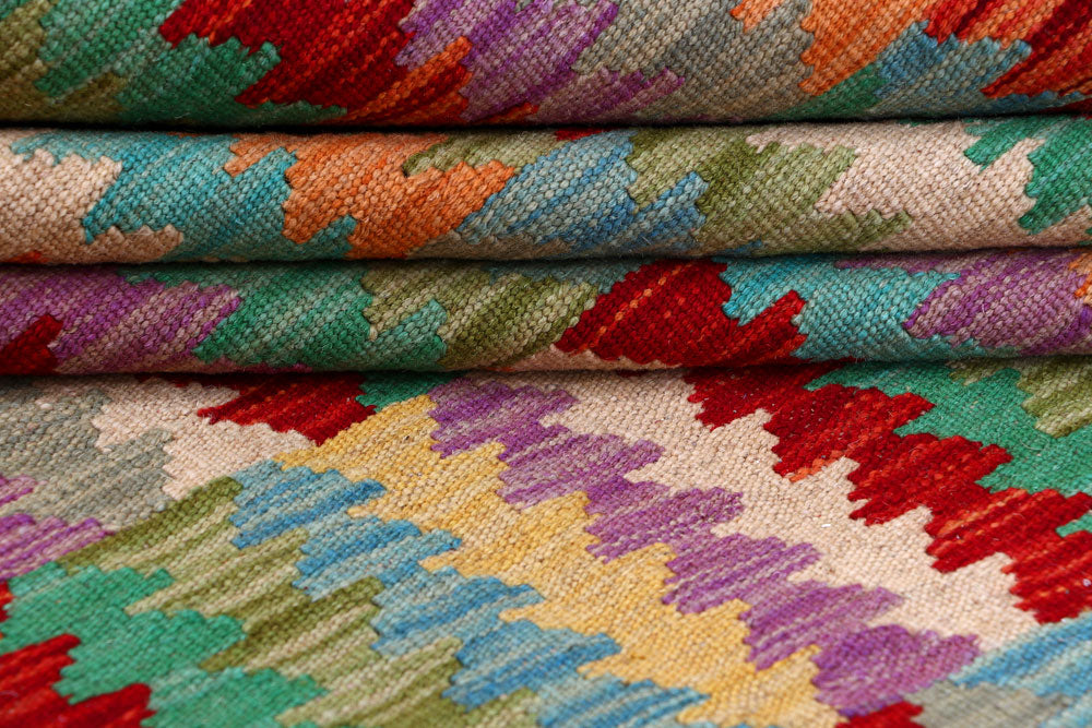 Multi Colored Kilim 8' 10 x 11' 7 - No. 57297 - ALRUG Rug Store