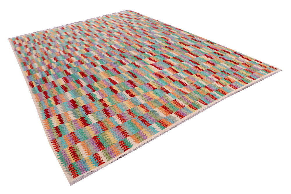 Multi Colored Kilim 8' 10 x 11' 7 - No. 57297 - ALRUG Rug Store