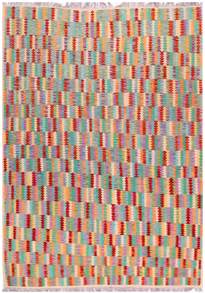 Multi Colored Kilim 8' 10 x 11' 7 - No. 57297 - ALRUG Rug Store