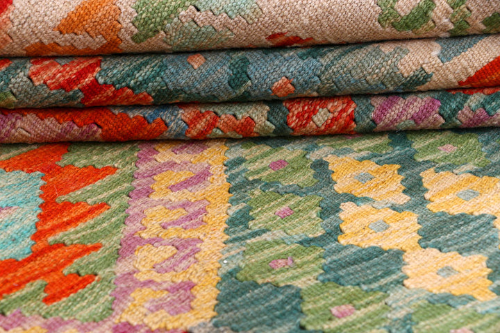 Multi Colored Kilim 8' 10 x 12' 3 - No. 57298 - ALRUG Rug Store