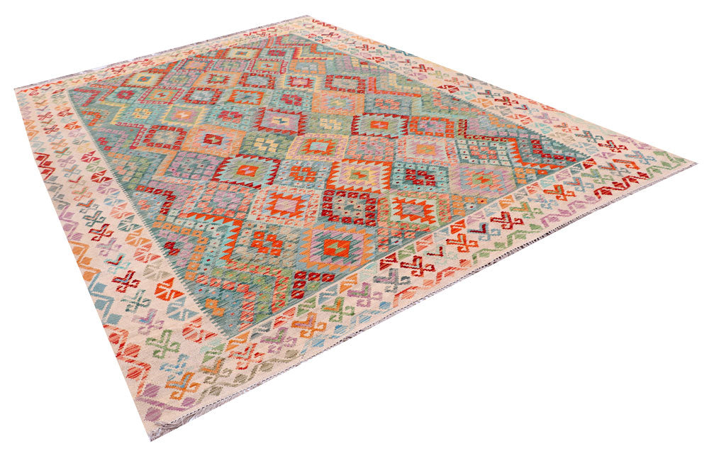 Multi Colored Kilim 8' 10 x 12' 3 - No. 57298 - ALRUG Rug Store