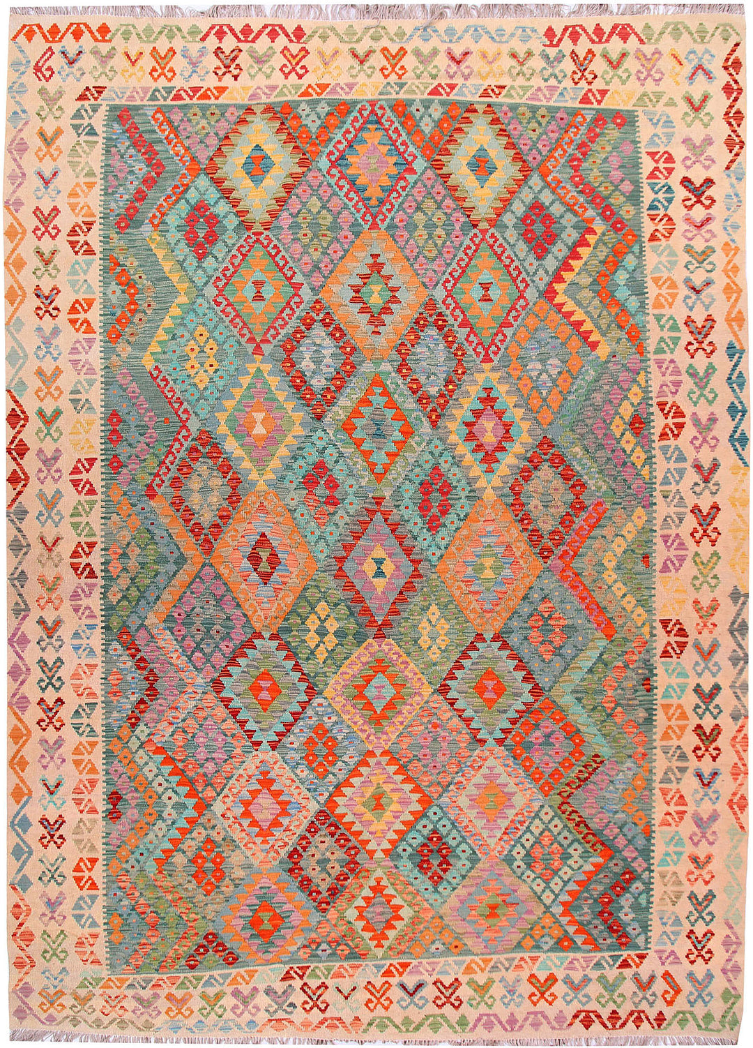 Multi Colored Kilim 8' 10 x 12' 3 - No. 57298 - ALRUG Rug Store