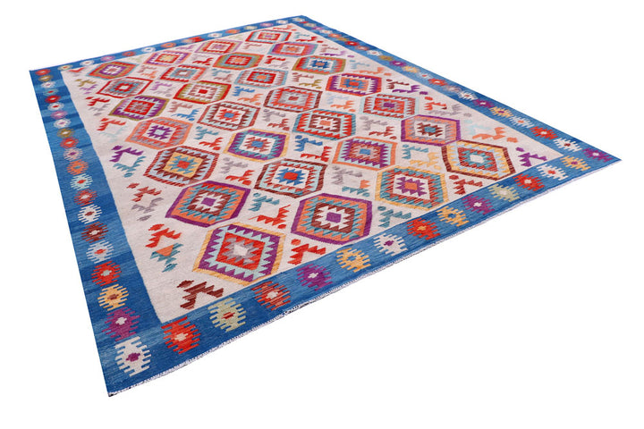 Multi Colored Kilim 7' 10 x 11' 3 - No. 57307 - ALRUG Rug Store