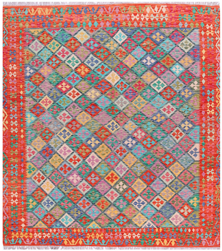 Multi Colored Kilim 8' 6 x 9' 6 - No. 57324 - ALRUG Rug Store