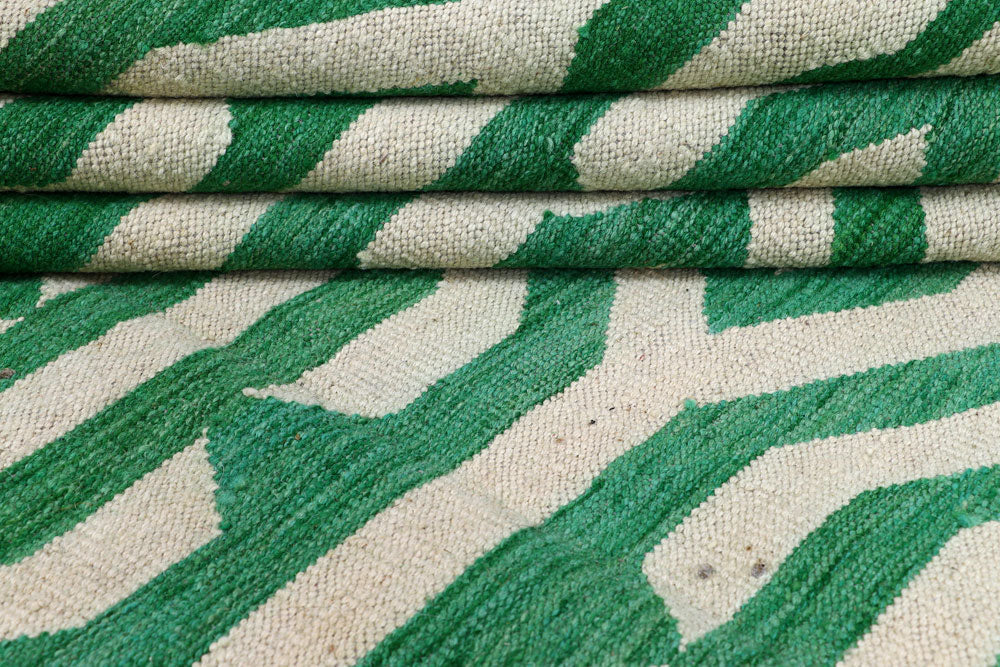 Green Kilim 9' x 11' 11 - No. 57345 - ALRUG Rug Store