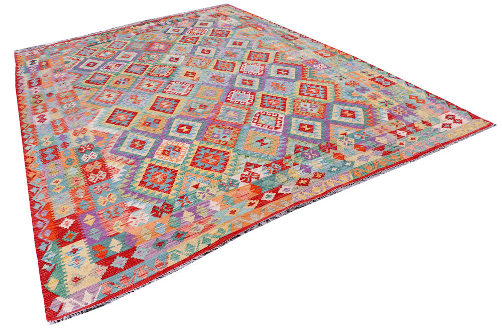 Multi Colored Kilim 8' 11 x 12' 1 - No. 57354 - ALRUG Rug Store