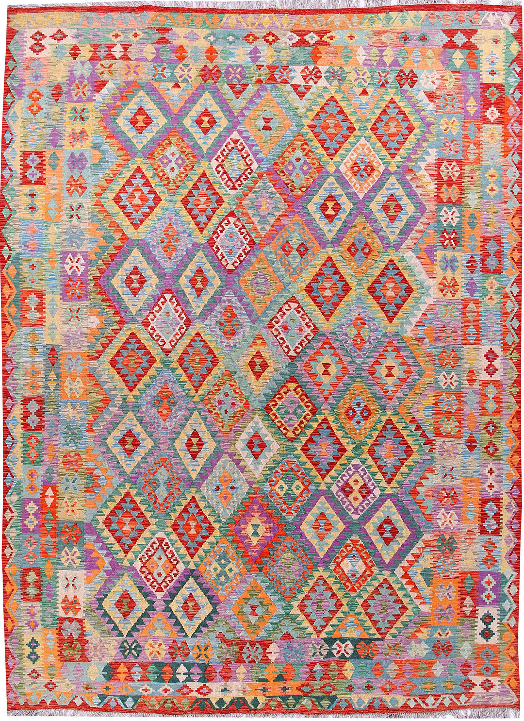 Multi Colored Kilim 8' 11 x 12' 1 - No. 57354 - ALRUG Rug Store