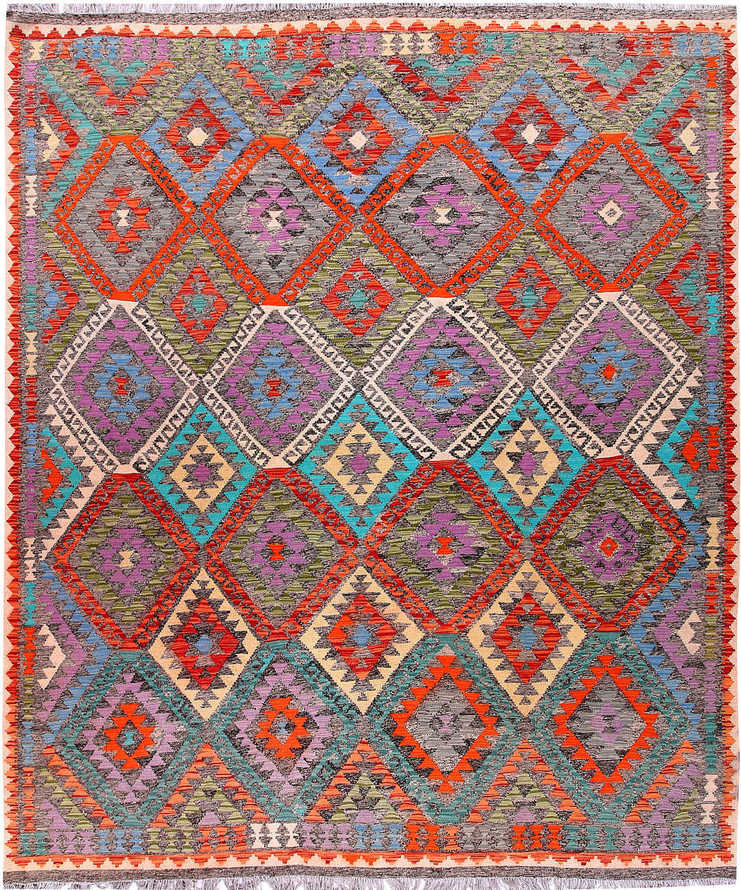 Multi Colored Kilim 8' 5 x 9' 9 - No. 57361 - ALRUG Rug Store