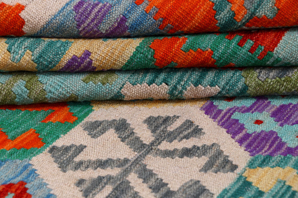 Multi Colored Kilim 8' 10 x 11' 6 - No. 57363 - ALRUG Rug Store