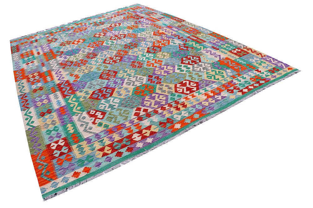 Multi Colored Kilim 8' 10 x 11' 6 - No. 57363 - ALRUG Rug Store