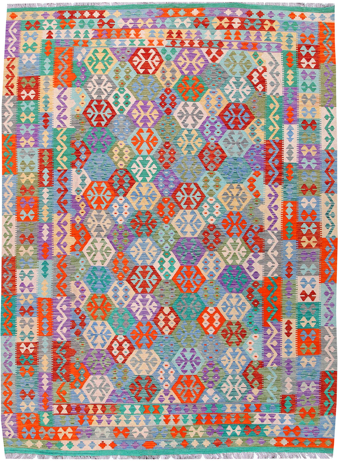 Multi Colored Kilim 8' 10 x 11' 6 - No. 57363 - ALRUG Rug Store